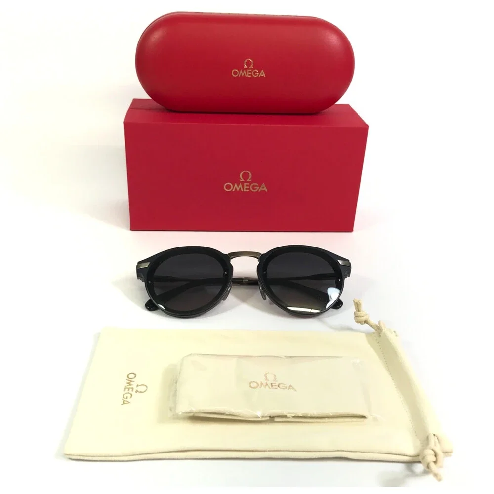Omega Sunglasses OM0029 91C Matte Black Brushed Gunmetal Frames Gradient Lenses